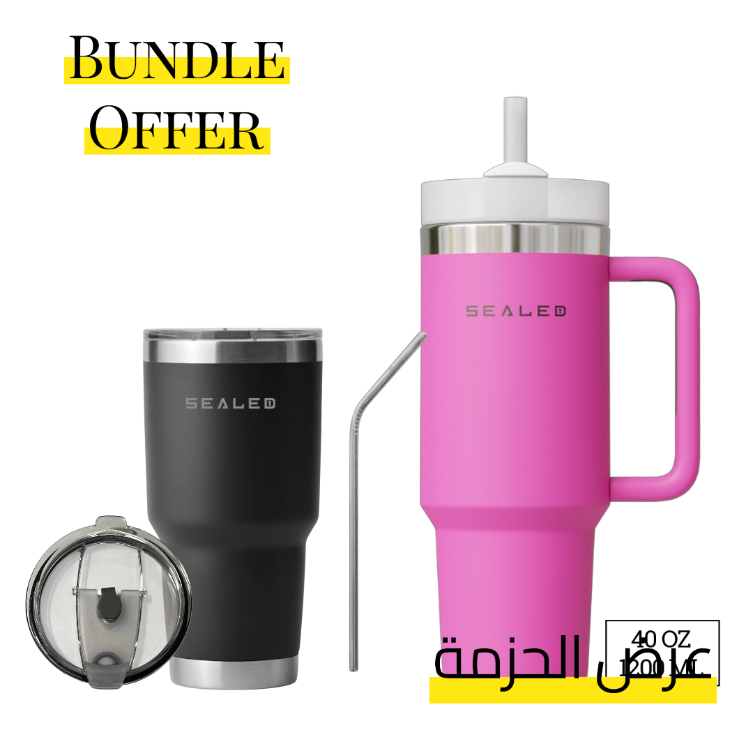 Bundle Offer Sealed 1200 ML + Sealed Tumbler 900 ML 30 OZ عرض الحزمة كوب سيلد 1200 مل + كوب سيلد بدون يد 900 مل