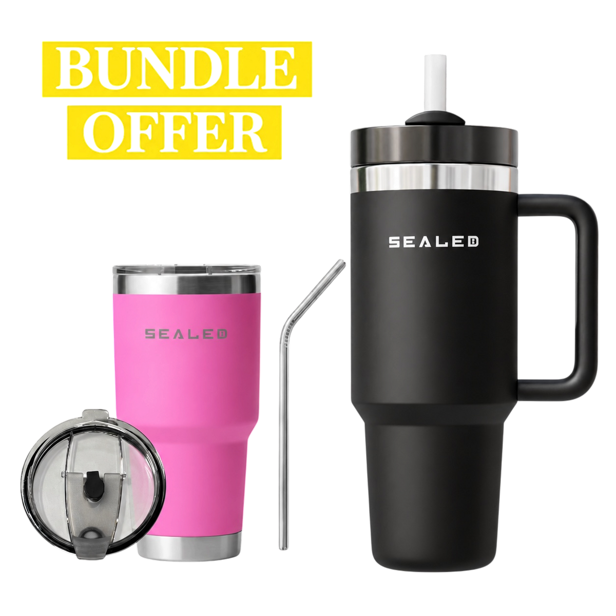 Bundle Offer Sealed 1200 ML + Sealed Tumbler 900 ML 30 OZ عرض الحزمة كوب سيلد 1200 مل + كوب سيلد بدون يد 900 مل