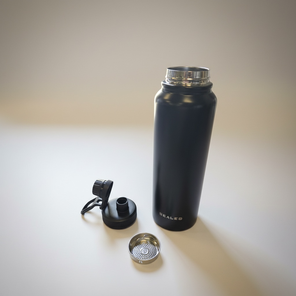Sealed Gym Bottle Black 1000 ML مطرة سيلد الرياضية اسود
