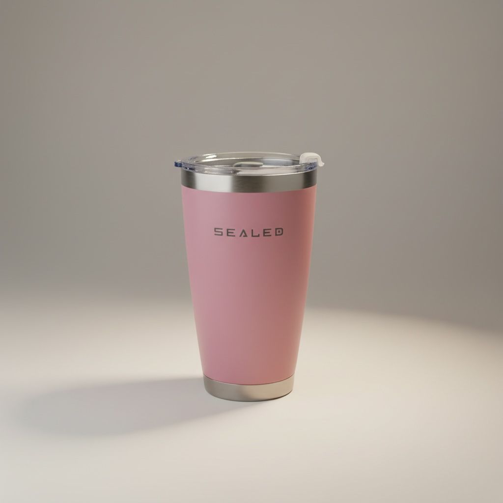 Sealed Coffee Cup 600 ML 20 OZ كوب سيلد للسخن زهري 600 مل