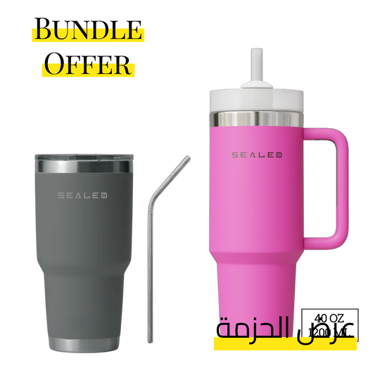 Bundle Offer Sealed 1200 ML + Sealed Tumbler 900 ML 30 OZ عرض الحزمة كوب سيلد 1200 مل + كوب سيلد بدون يد 900 مل