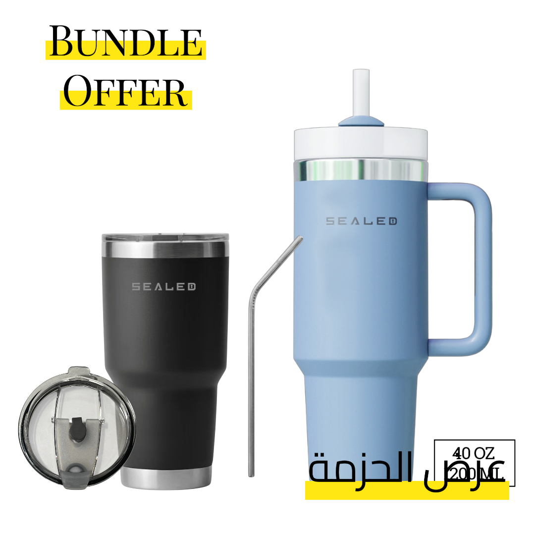 Bundle Offer Sealed 1200 ML + Sealed Tumbler 900 ML 30 OZ عرض الحزمة كوب سيلد 1200 مل + كوب سيلد بدون يد 900 مل