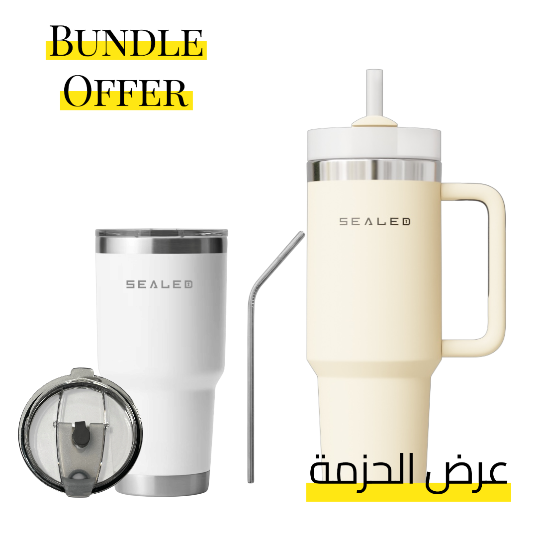 Bundle Offer Sealed 1200 ML + Sealed Tumbler 900 ML 30 OZ عرض الحزمة كوب سيلد 1200 مل + كوب سيلد بدون يد 900 مل