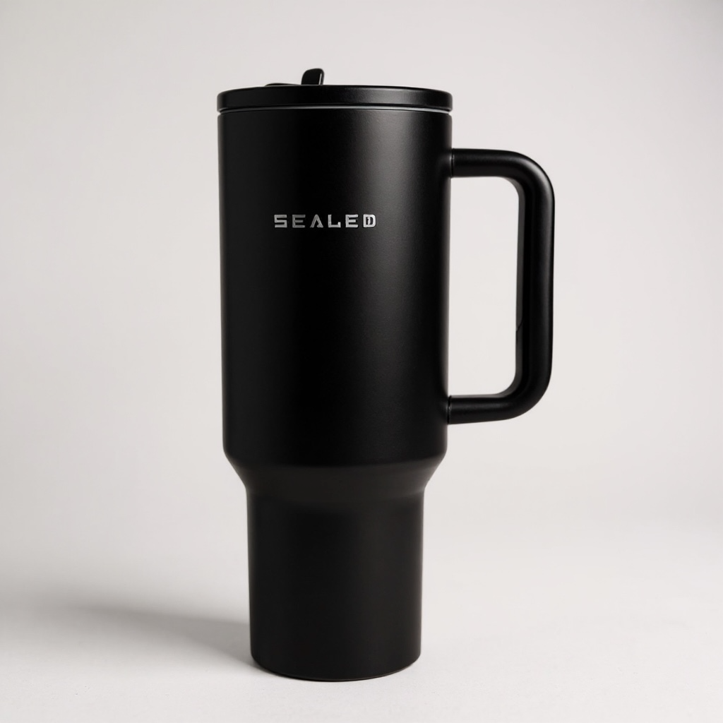 Sealed Tumbler -Flip Straw 1200 ML 40 OZ Black كوب سيلد 1200 مل مع سترو ثابت اسود