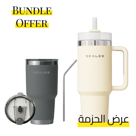 Bundle Offer Sealed 1200 ML + Sealed Tumbler 900 ML 30 OZ عرض الحزمة كوب سيلد 1200 مل + كوب سيلد بدون يد 900 مل