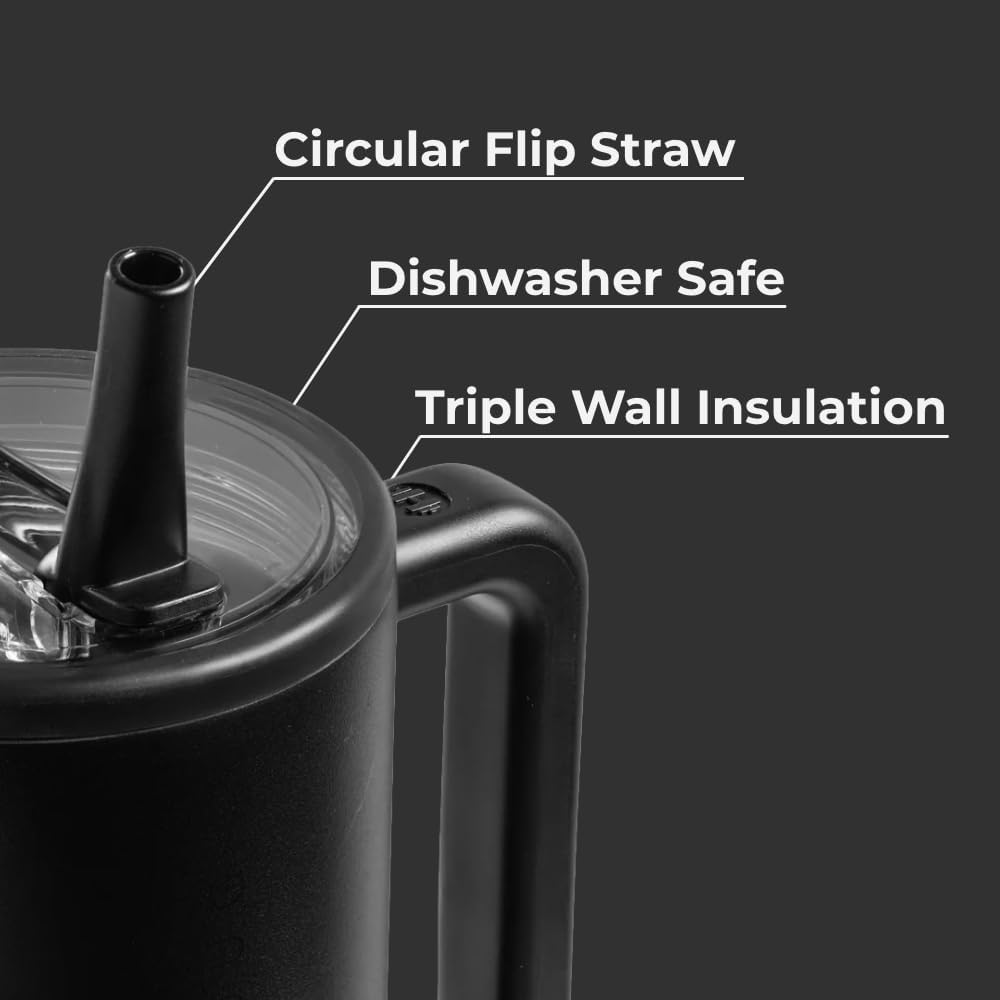 Sealed Tumbler -Flip Straw 1200 ML 40 OZ Black كوب سيلد 1200 مل مع سترو ثابت اسود