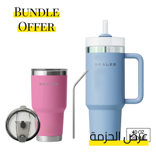 Bundle Offer Sealed 1200 ML + Sealed Tumbler 900 ML 30 OZ عرض الحزمة كوب سيلد 1200 مل + كوب سيلد بدون يد 900 مل
