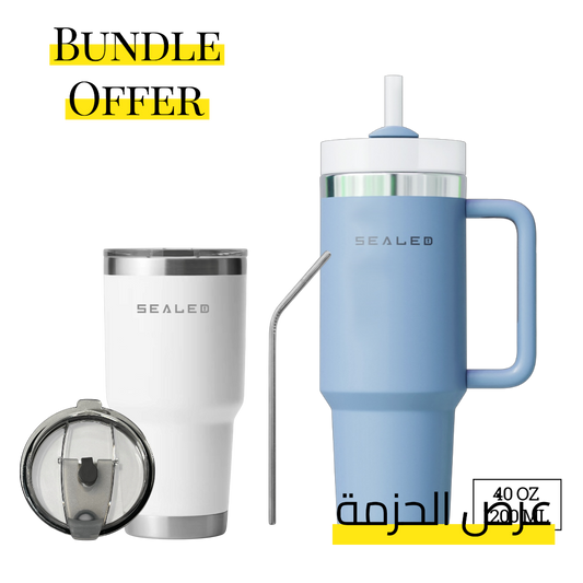 Bundle Offer Sealed 1200 ML + Sealed Tumbler 900 ML 30 OZ عرض الحزمة كوب سيلد 1200 مل + كوب سيلد بدون يد 900 مل