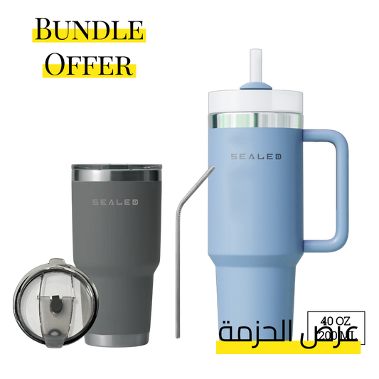 Bundle Offer Sealed 1200 ML + Sealed Tumbler 900 ML 30 OZ عرض الحزمة كوب سيلد 1200 مل + كوب سيلد بدون يد 900 مل