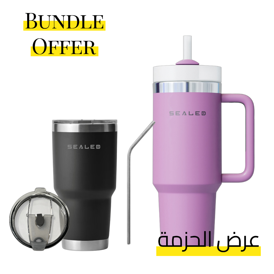 Bundle Offer Sealed 1200 ML + Sealed Tumbler 900 ML 30 OZ عرض الحزمة كوب سيلد 1200 مل + كوب سيلد بدون يد 900 مل