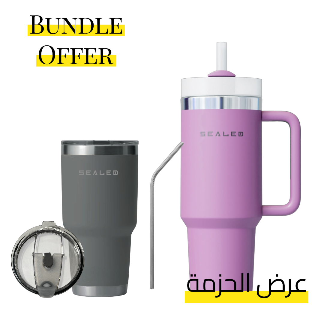 Bundle Offer Sealed 1200 ML + Sealed Tumbler 900 ML 30 OZ عرض الحزمة كوب سيلد 1200 مل + كوب سيلد بدون يد 900 مل
